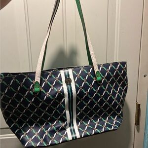 Stylish Navy and Green Tote Bag